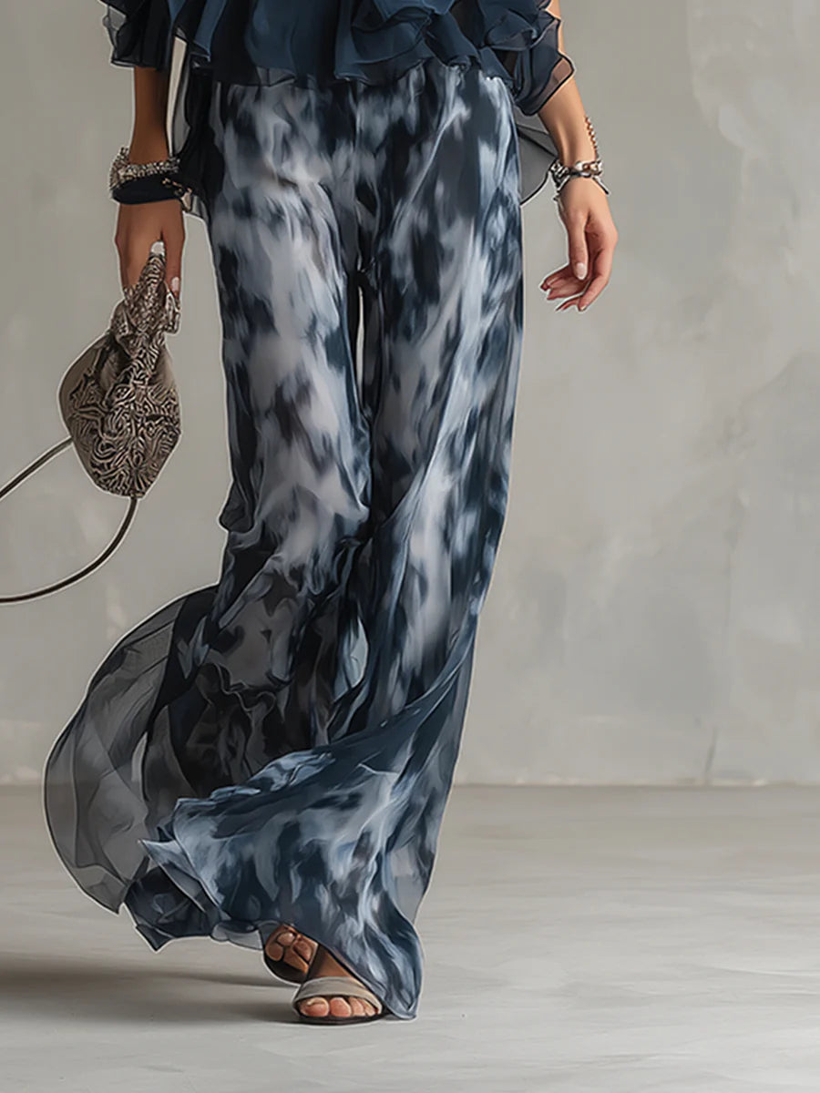 ISLA | RUFFLE TOP AND TIE-DYE TROUSER SET