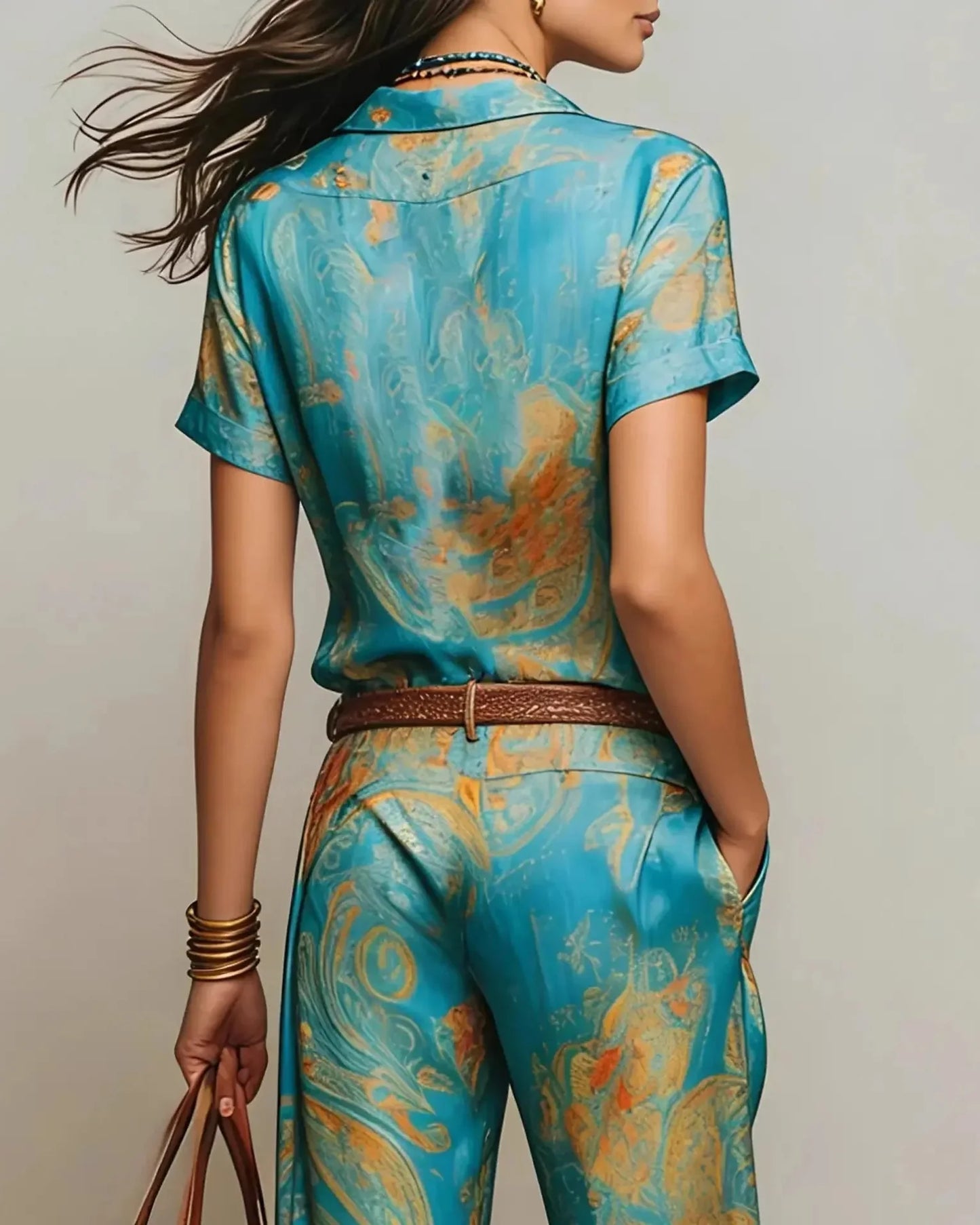 ARIA | VINTAGE BOHO PAISLEY SHIRT AND PALAZZO SET