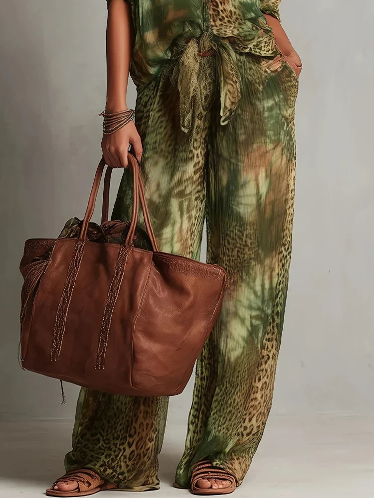 MAYA | BOHO JUNGLE-PRINT PALAZZO SET