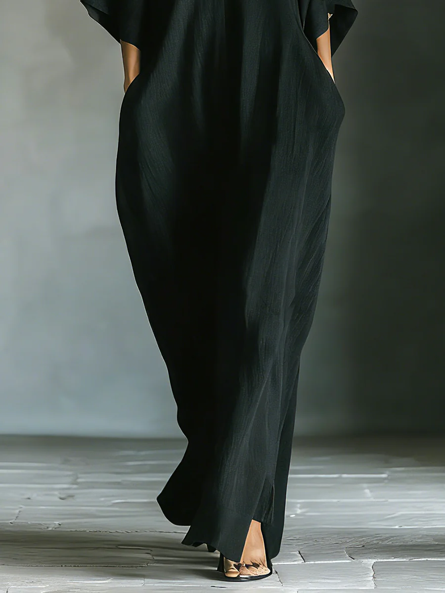 HATTIE | OVERSIZED V-NECK MAXI DRESS WITH KIMONO SLEEVES