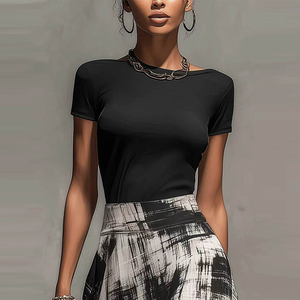 ESTHER | TOP AND ABSTRACT-PRINT MAXI SKIRT SET
