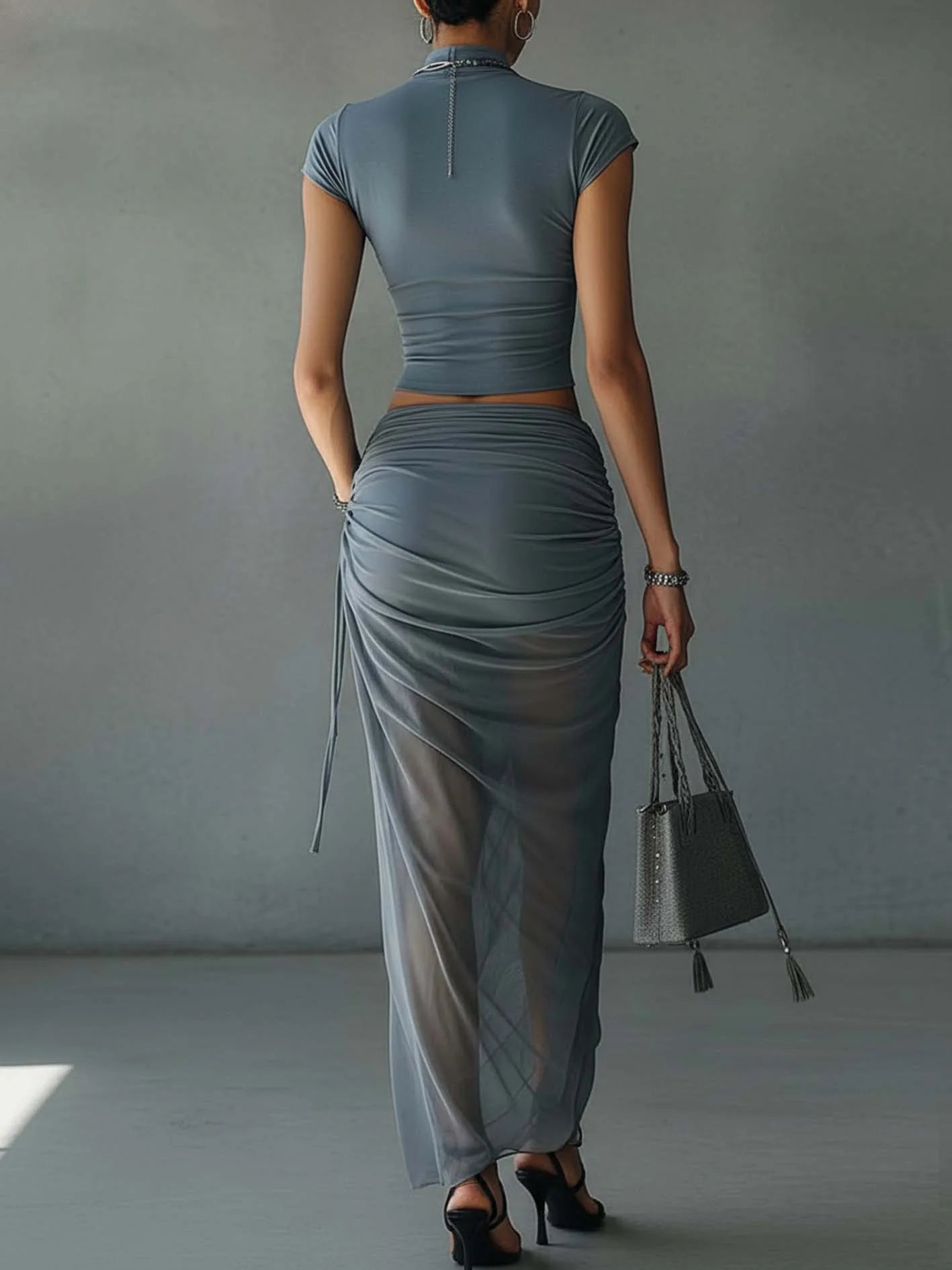 FREYA | CROP TOP AND DRAPED SKIRT SET