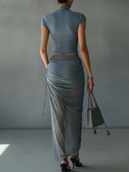 FREYA | CROP TOP AND DRAPED SKIRT SET