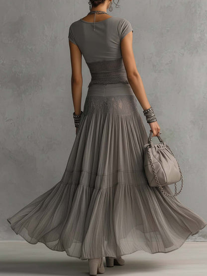 PENNY | CROP TOP AND TIERED MAXI SKIRT SET