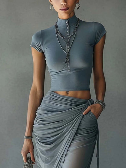 FREYA | CROP TOP AND DRAPED SKIRT SET