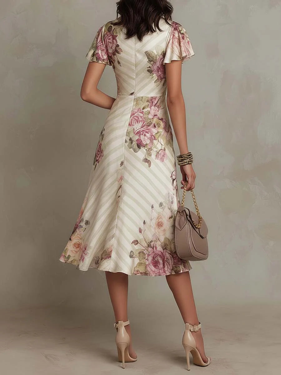MARGOT | FLORAL MIDI DRESS WITH BUTTERFLY SLEEVES