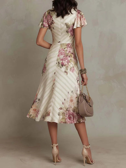 MARGOT | FLORAL MIDI DRESS WITH BUTTERFLY SLEEVES