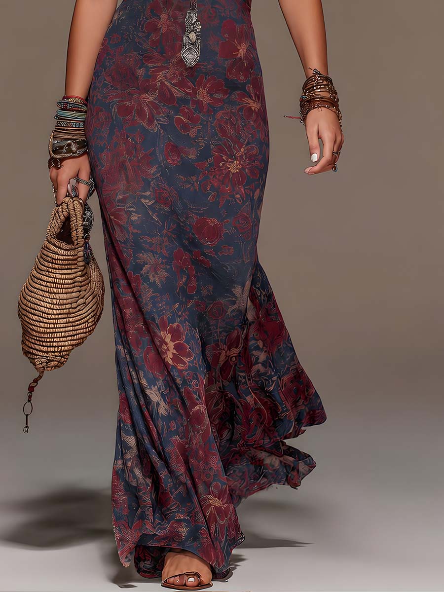 MIA | DARK BOHO FLORAL MAXI DRESS