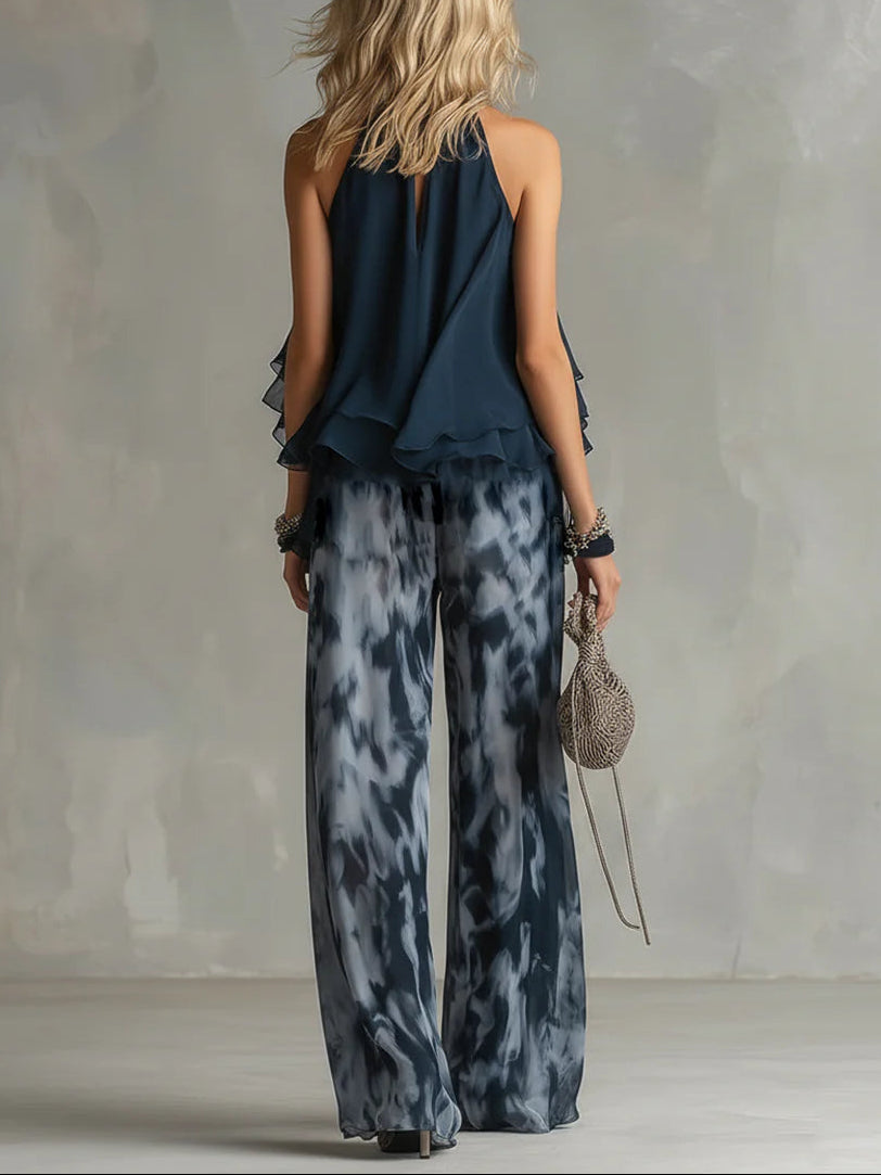 ISLA | RUFFLE TOP AND TIE-DYE TROUSER SET
