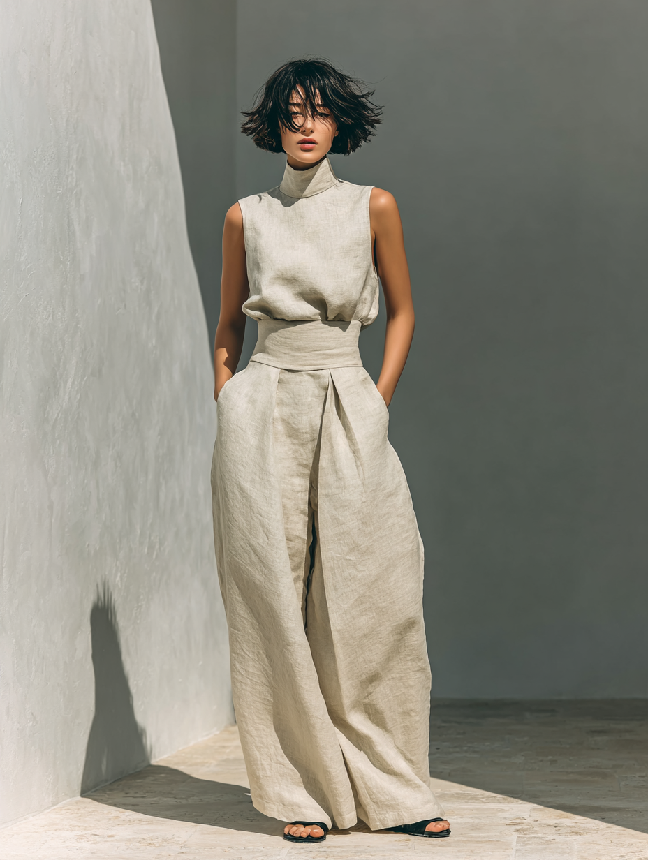 DELTA | HIGH-NECK TOP AND PALAZZO TROUSER SET