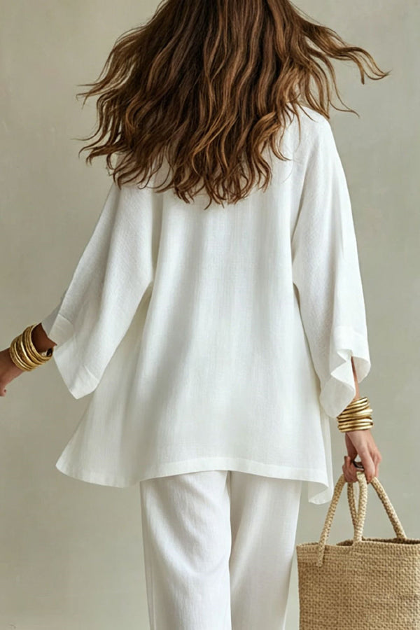 ISABELLA | MINIMAL CHIC THREE-PIECE KIMONO AND PALAZZO SET