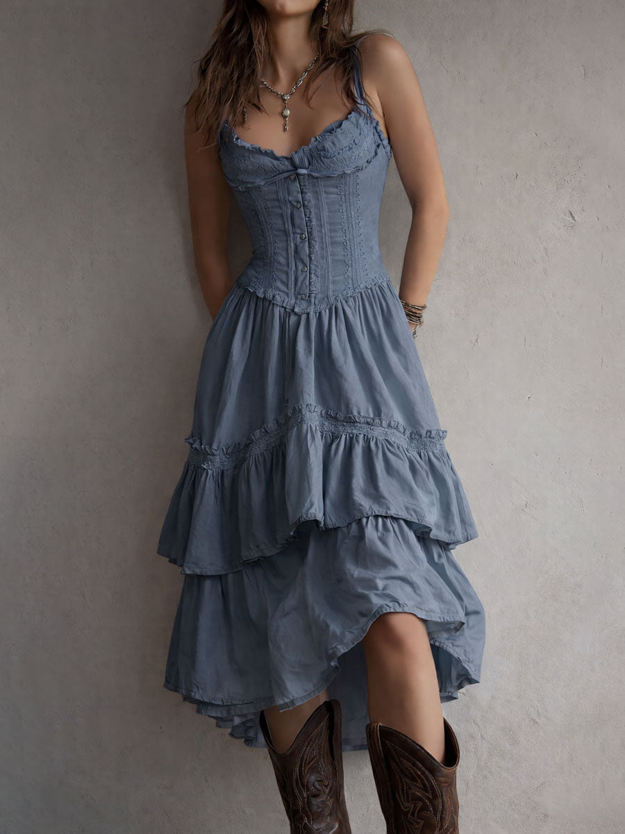 BEC | CORSET DRESS WITH TIERED SKIRT