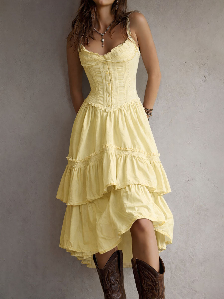 BEC | CORSET DRESS WITH TIERED SKIRT