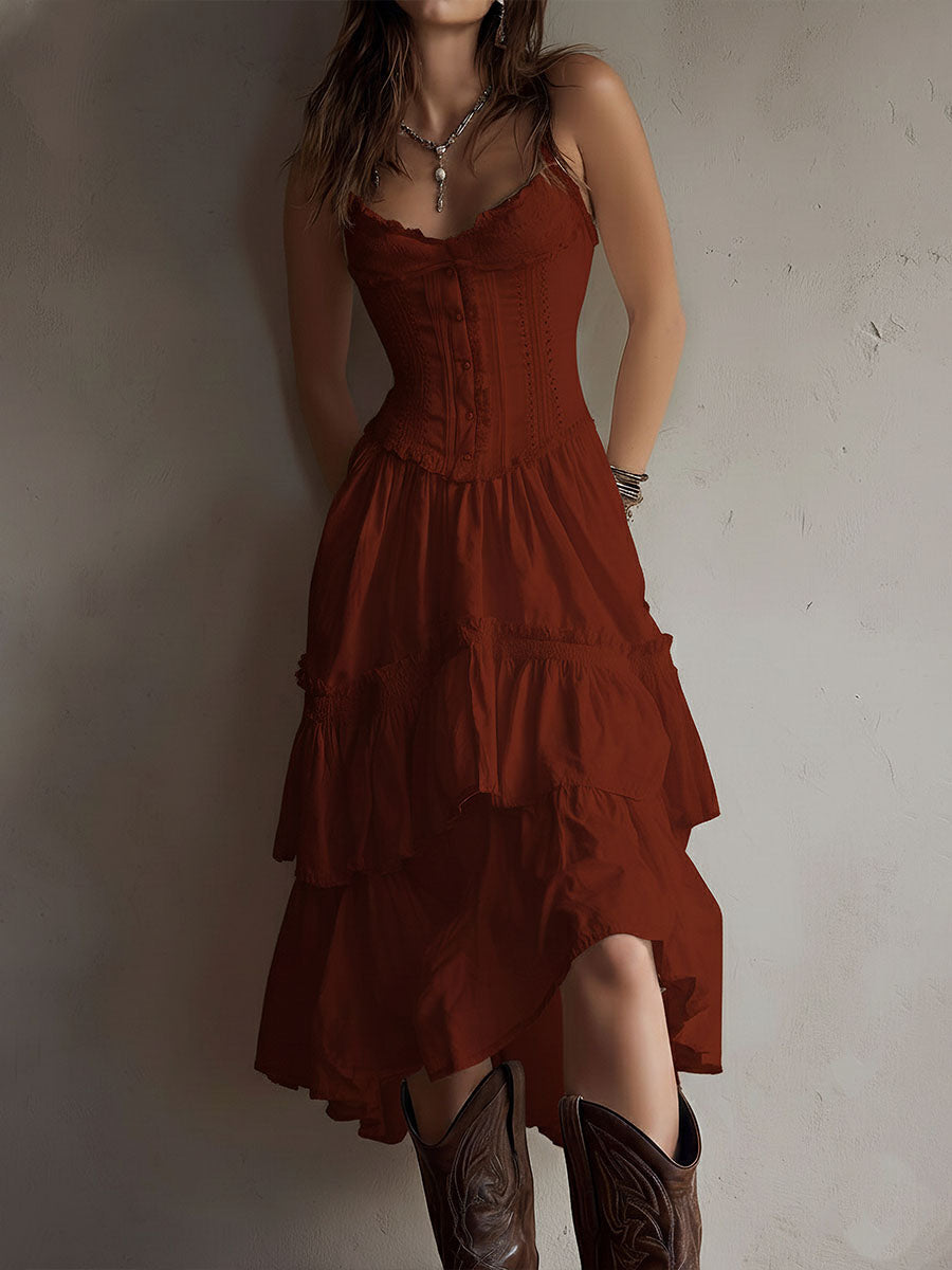 BEC | CORSET DRESS WITH TIERED SKIRT