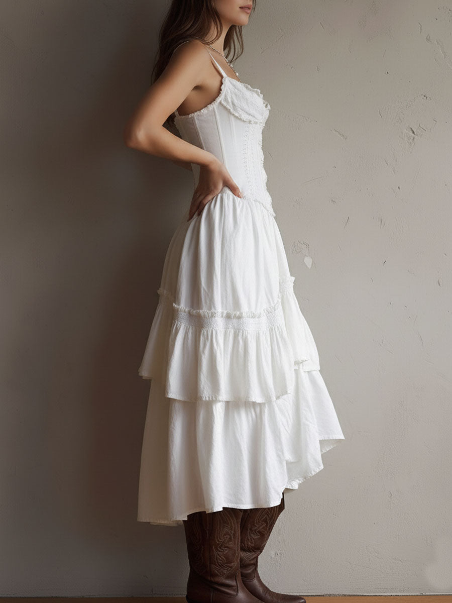 BEC | CORSET DRESS WITH TIERED SKIRT
