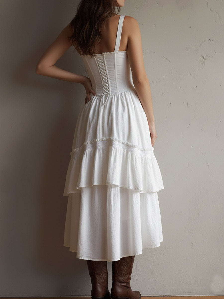 BEC | CORSET DRESS WITH TIERED SKIRT