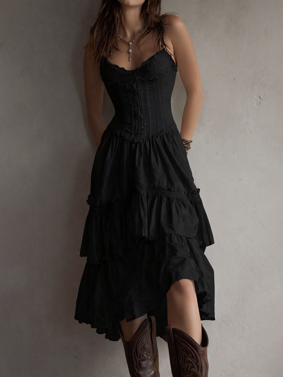 BEC | CORSET DRESS WITH TIERED SKIRT