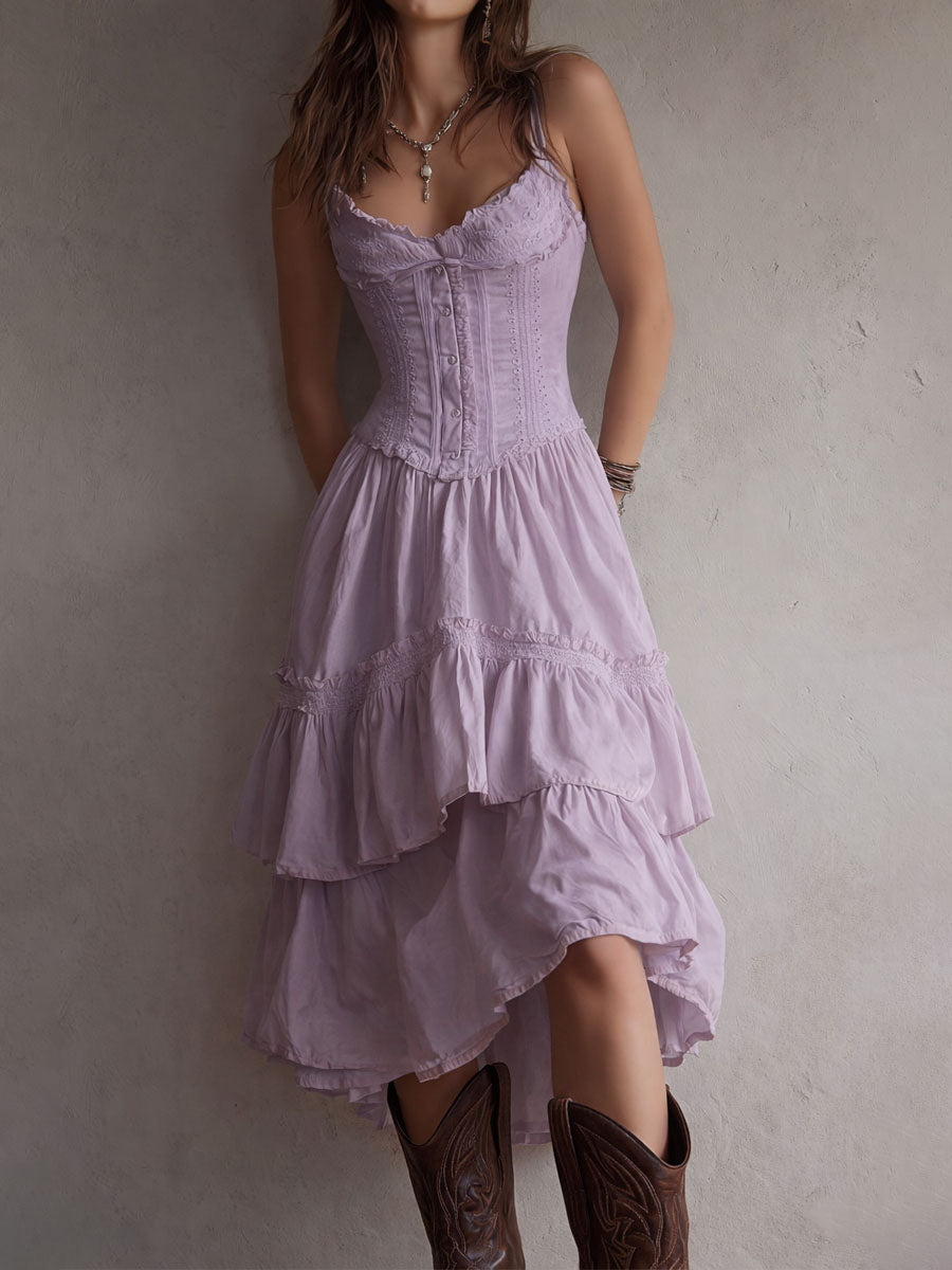 BEC | CORSET DRESS WITH TIERED SKIRT