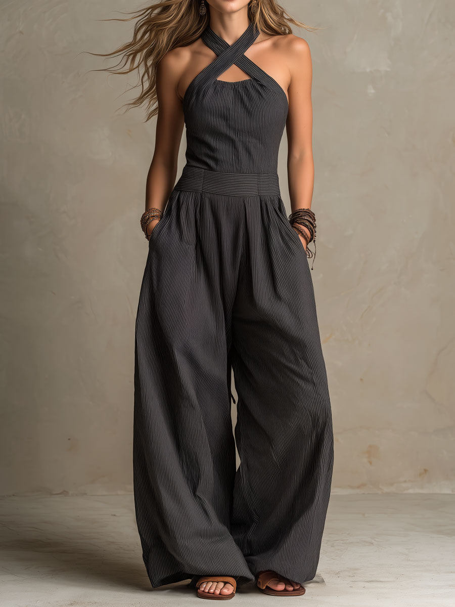 TILLY | CHIC PALAZZO JUMPSUIT WITH CROSSED STRAPS