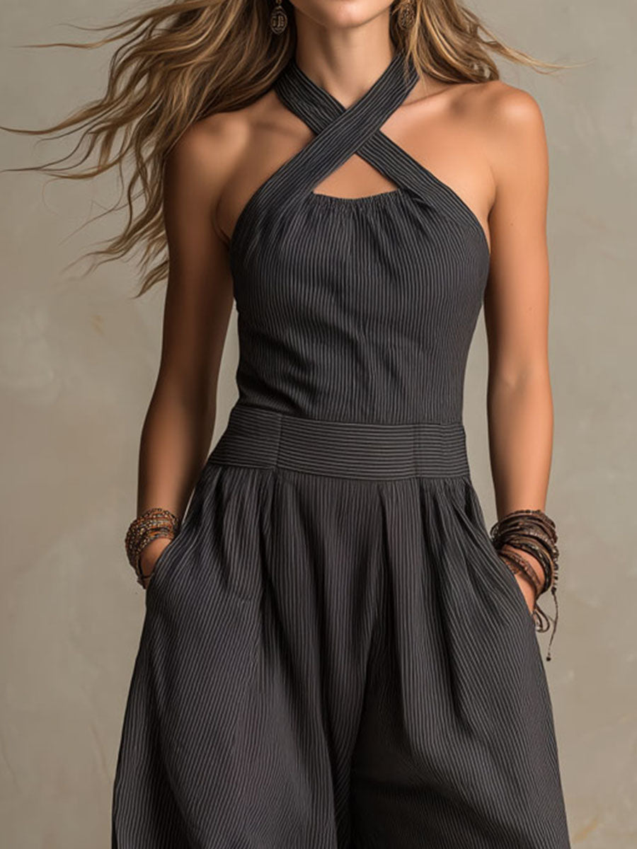 TILLY | CHIC PALAZZO JUMPSUIT WITH CROSSED STRAPS