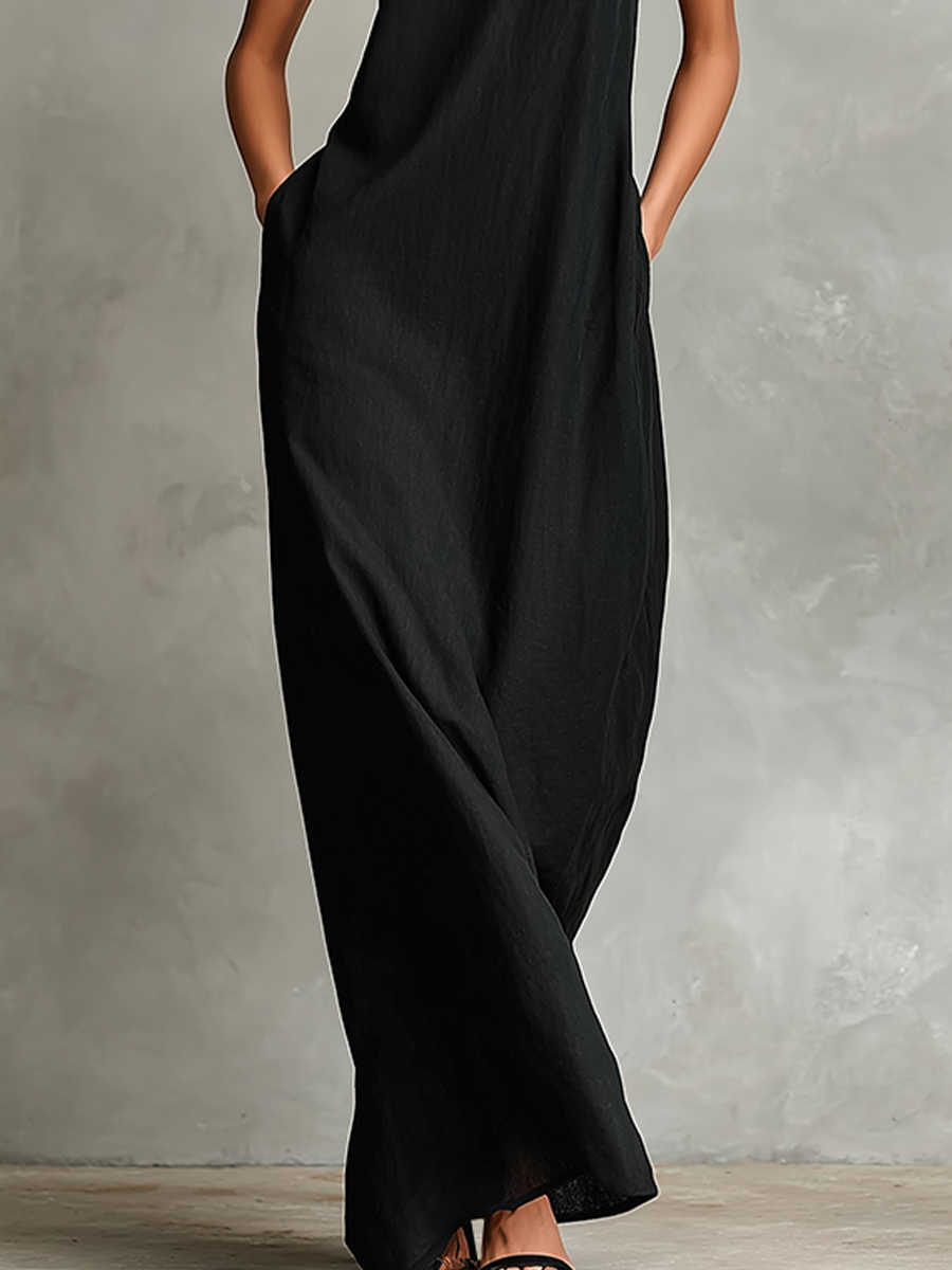 CHARLIE | SLEEVELESS HIGH-NECK MAXI DRESS
