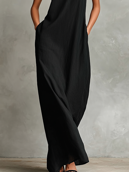 CHARLIE | SLEEVELESS HIGH-NECK MAXI DRESS
