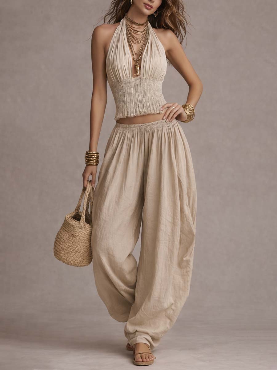 FLORENCE | HALTER TOP AND HAREM TROUSER SET
