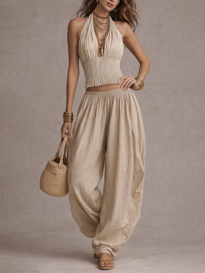 FLORENCE | HALTER TOP AND HAREM TROUSER SET
