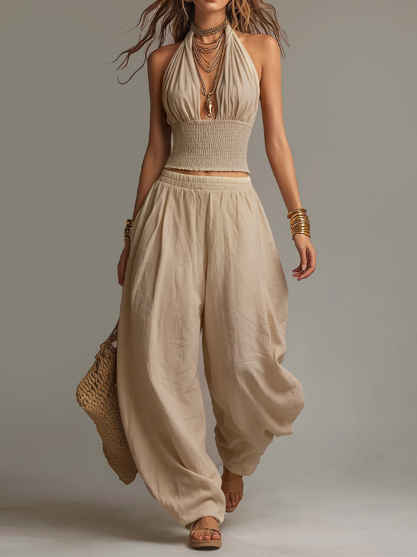 FLORENCE | HALTER TOP AND HAREM TROUSER SET