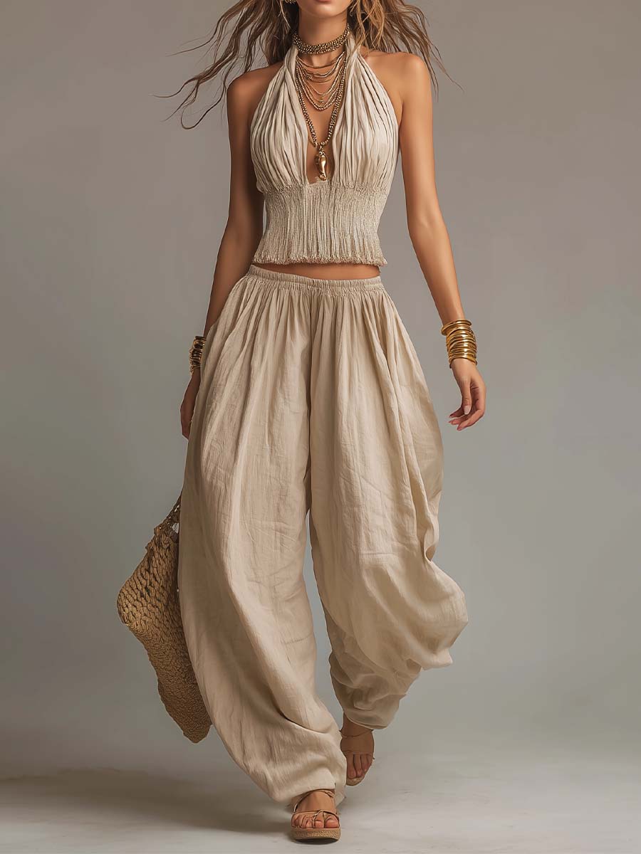 FLORENCE | HALTER TOP AND HAREM TROUSER SET