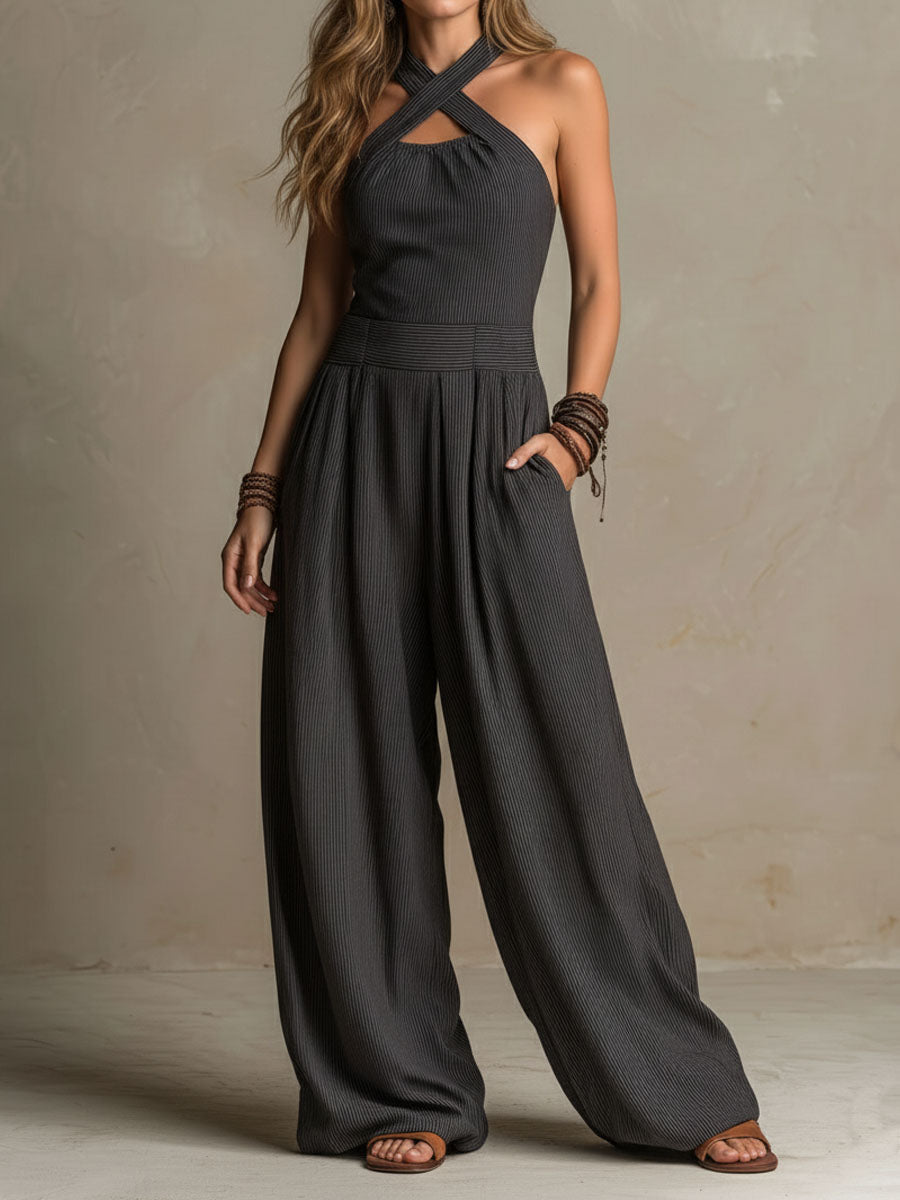TILLY | CHIC PALAZZO JUMPSUIT WITH CROSSED STRAPS