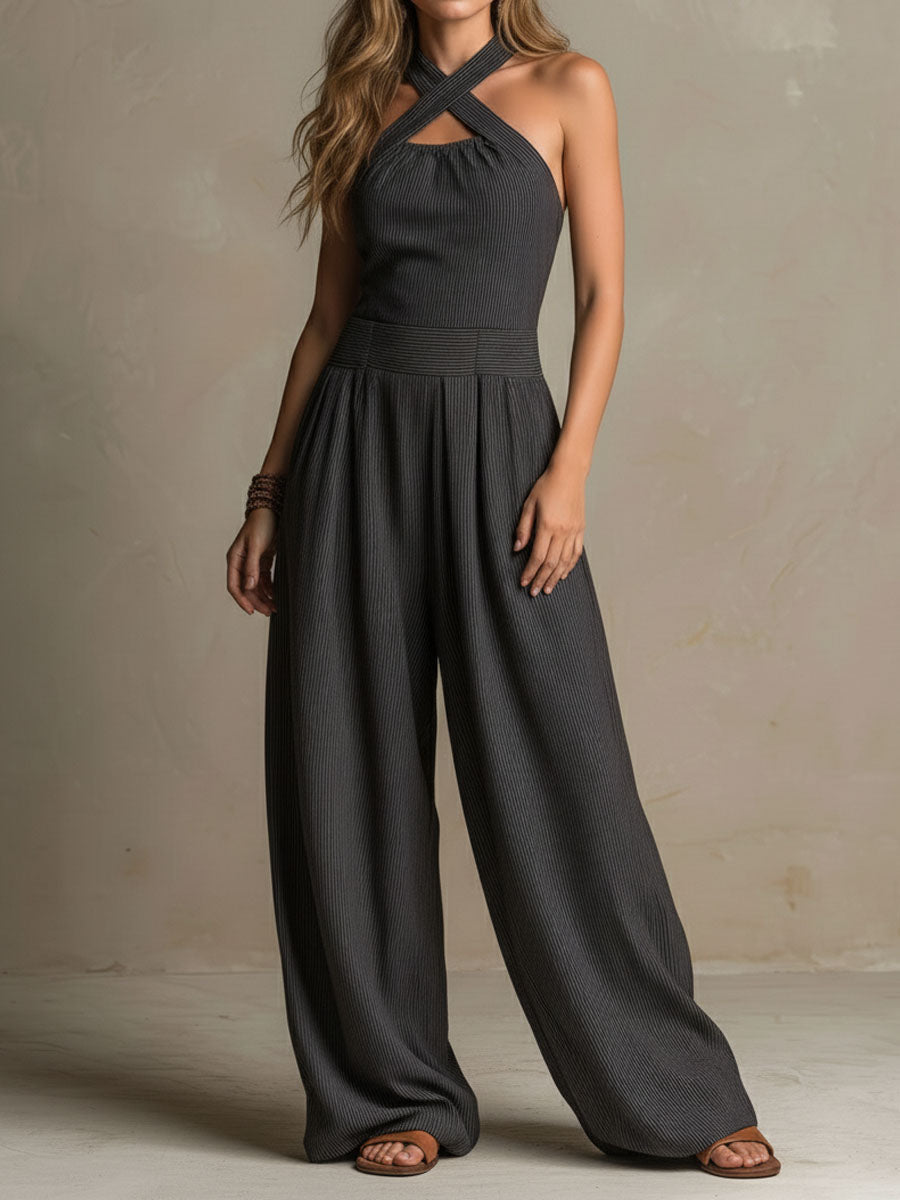 TILLY | CHIC PALAZZO JUMPSUIT WITH CROSSED STRAPS