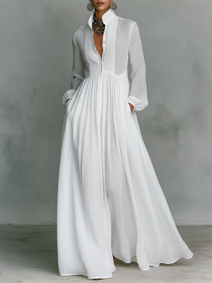 GRACE | BUTTONED MAXI DRESS WITH FLARED SKIRT