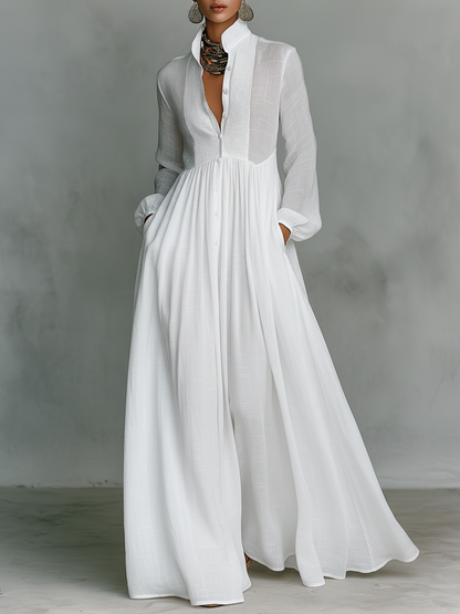 GRACE | BUTTONED MAXI DRESS WITH FLARED SKIRT