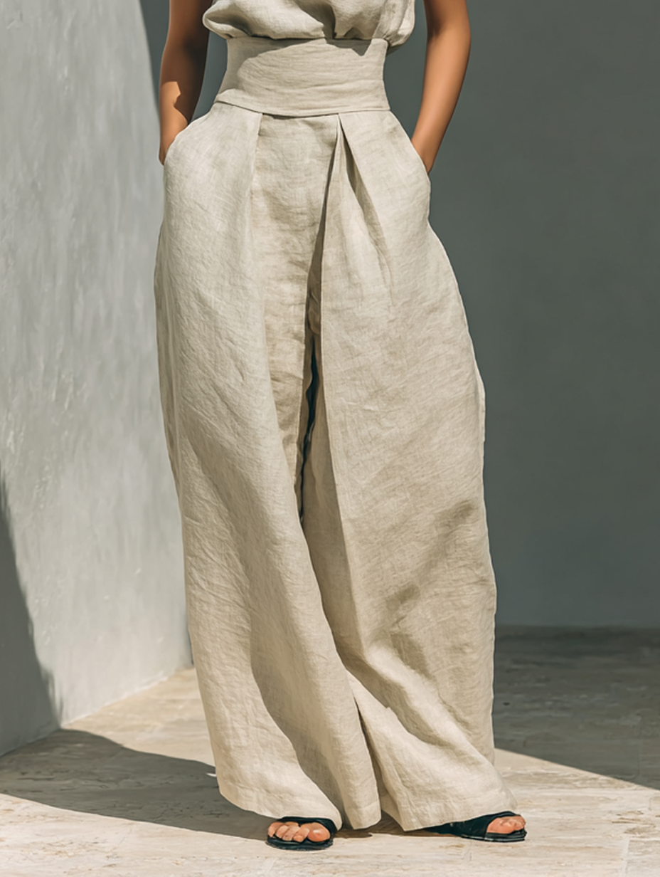 DELTA | HIGH-NECK TOP AND PALAZZO TROUSER SET