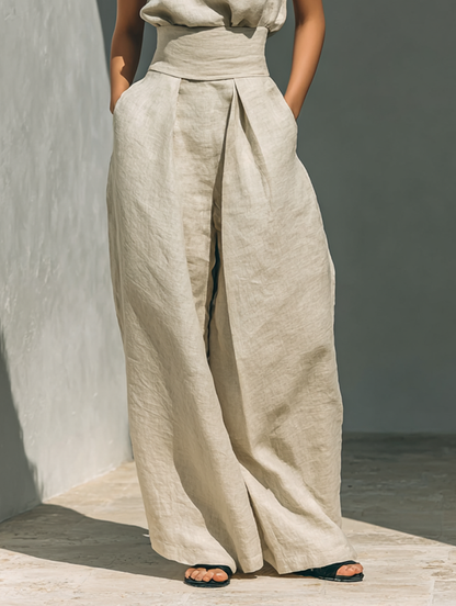DELTA | HIGH-NECK TOP AND PALAZZO TROUSER SET