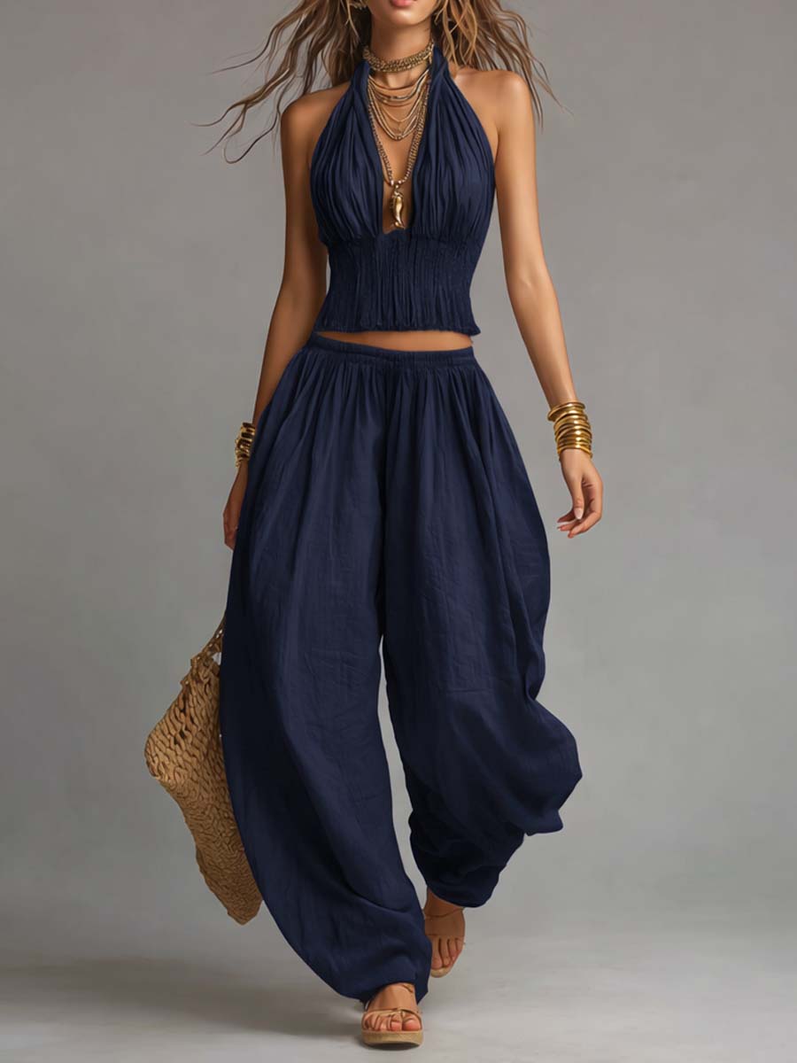 FLORENCE | HALTER TOP AND HAREM TROUSER SET