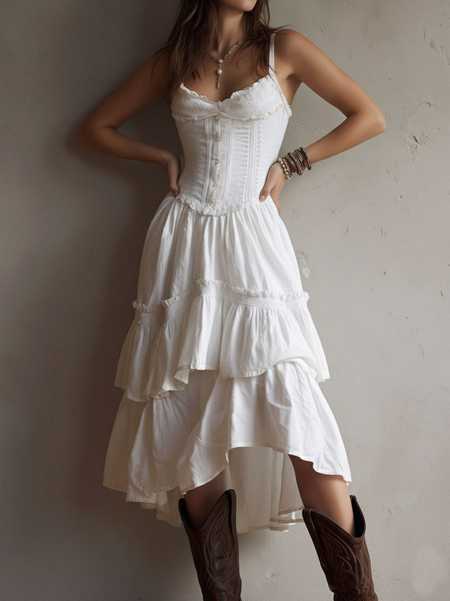 BEC | CORSET DRESS WITH TIERED SKIRT