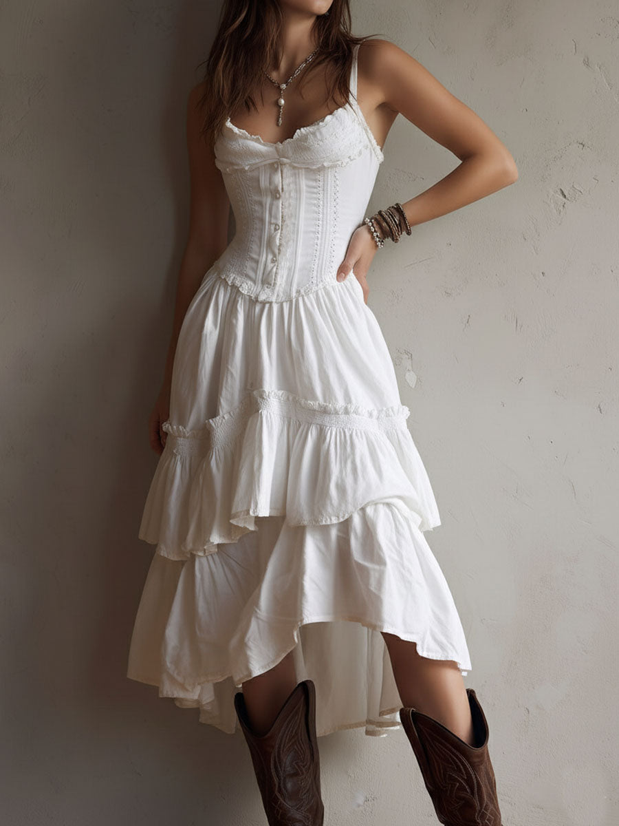BEC | CORSET DRESS WITH TIERED SKIRT