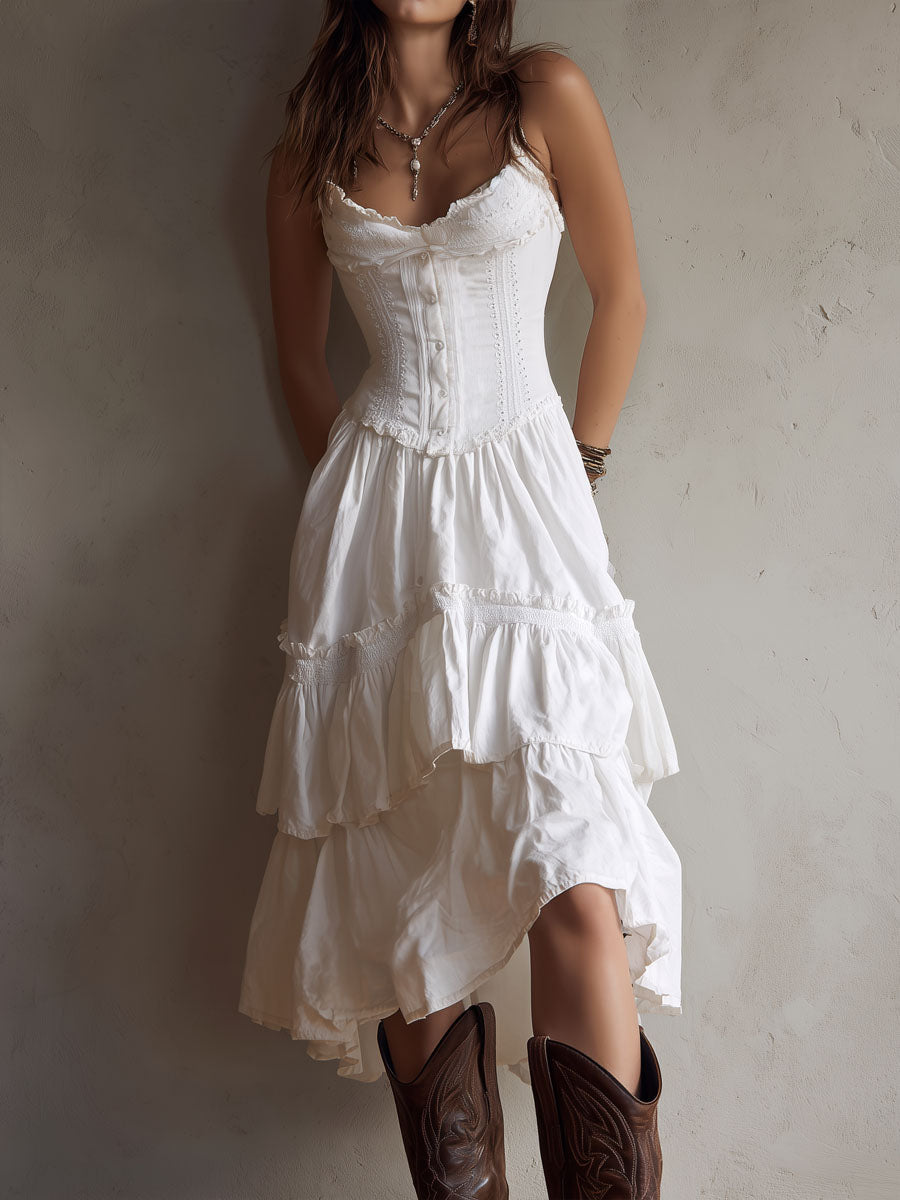 BEC | CORSET DRESS WITH TIERED SKIRT
