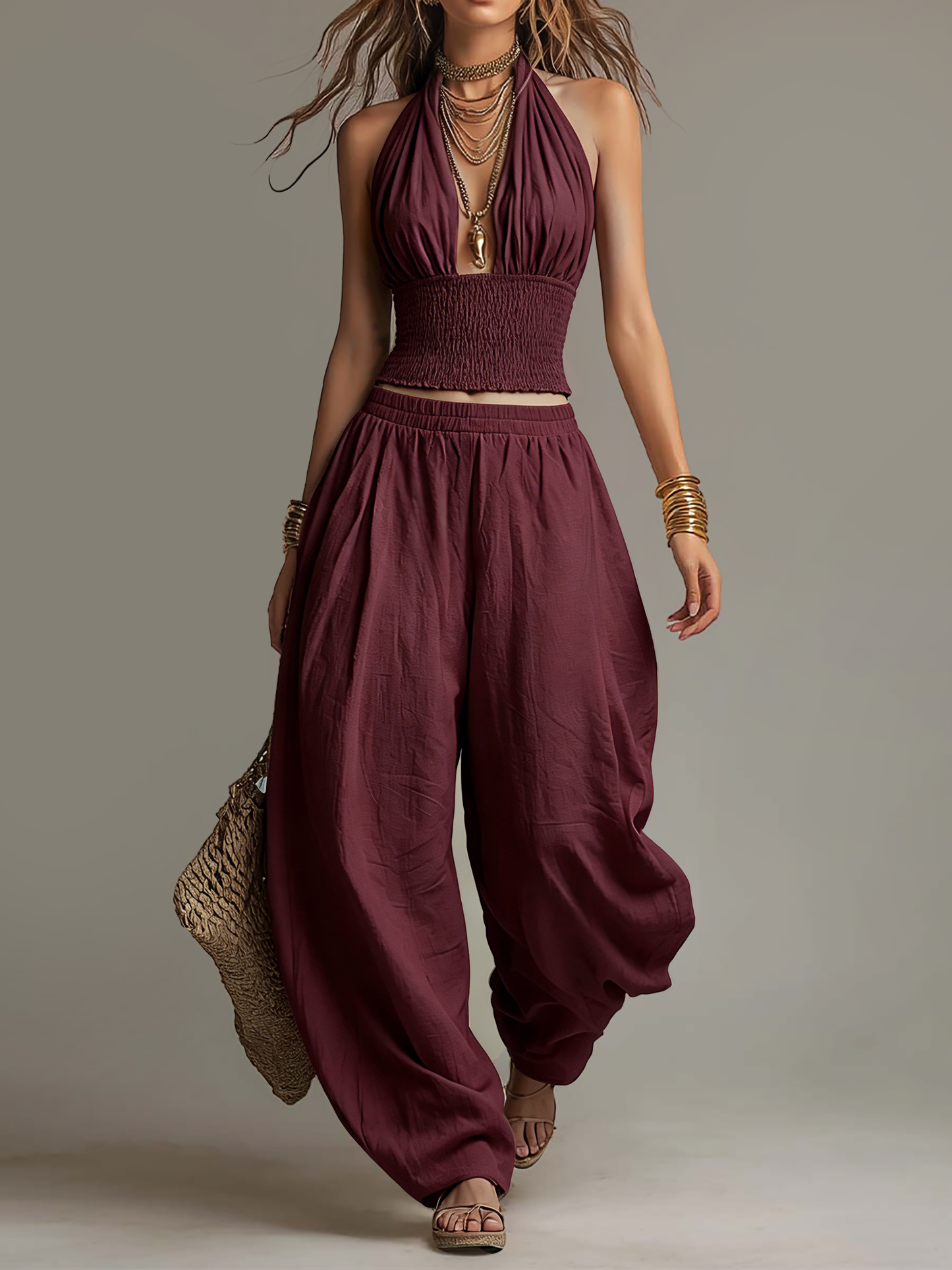 FLORENCE | HALTER TOP AND HAREM TROUSER SET
