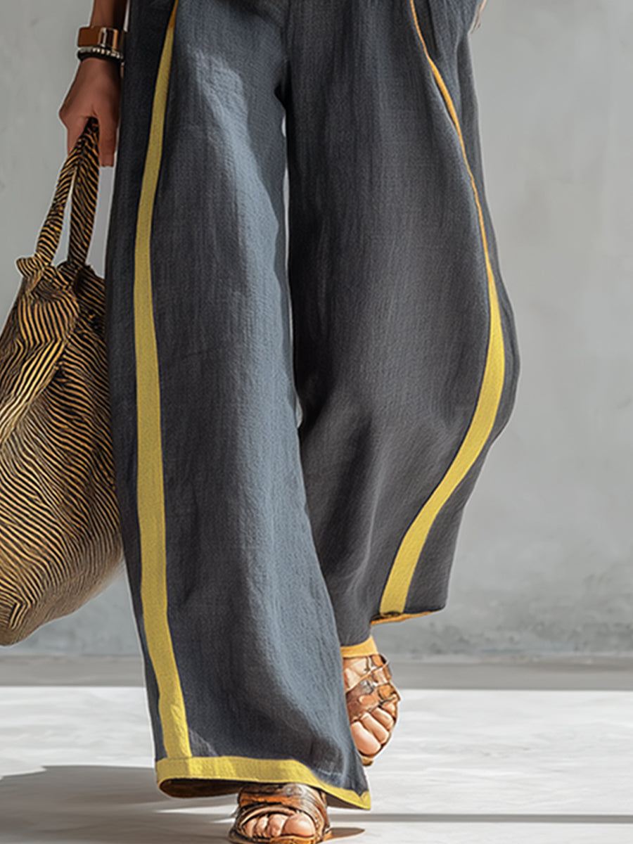 MARNIE | TOP AND TROUSER SET WITH CONTRAST PIPING