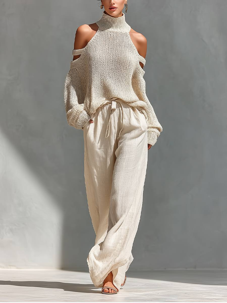 SOPHIE | MINIMAL CHIC COLD-SHOULDER JUMPER SET