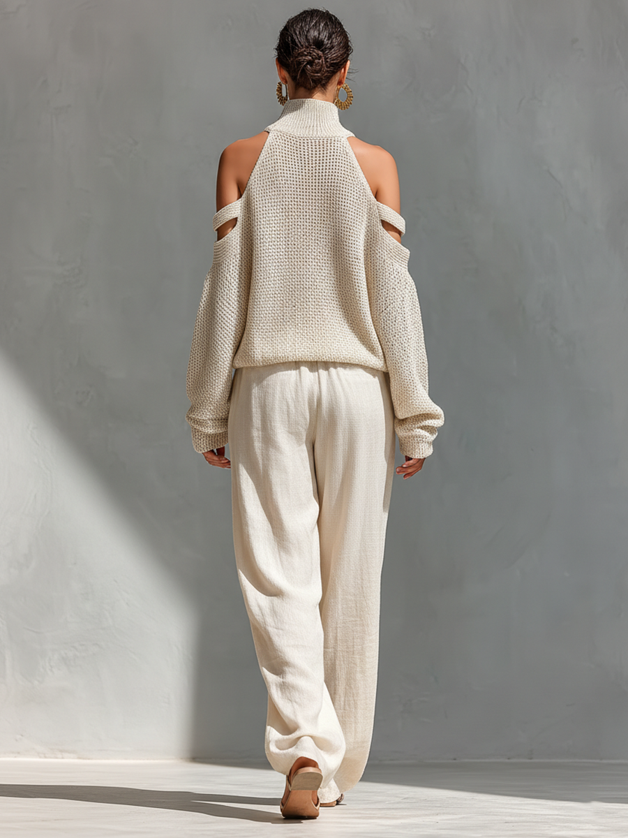 SOPHIE | MINIMAL CHIC COLD-SHOULDER JUMPER SET