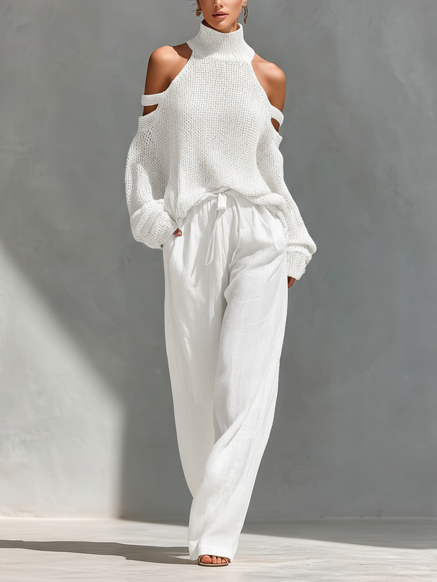 SOPHIE | MINIMAL CHIC COLD-SHOULDER JUMPER SET