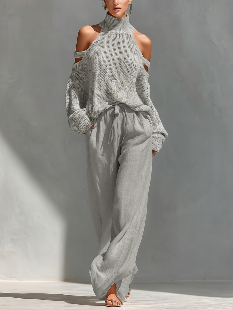 SOPHIE | MINIMAL CHIC COLD-SHOULDER JUMPER SET