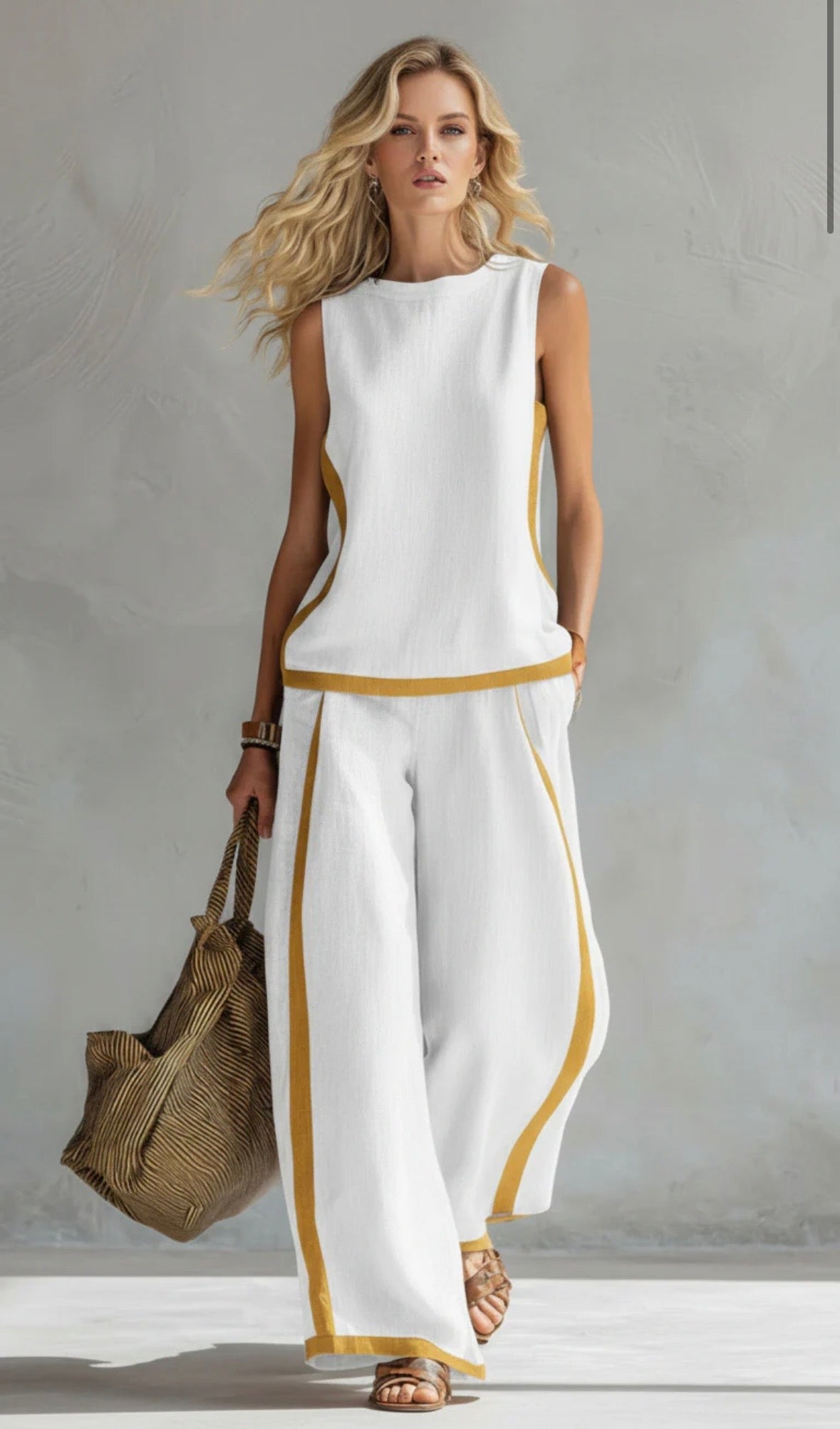 MARNIE | TOP AND TROUSER SET WITH CONTRAST PIPING