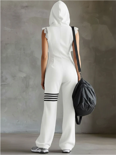 GOLDIE | SPORTY JUMPSUIT WITH HOOD AND ZIP