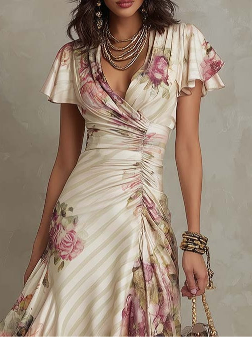 MARGOT | FLORAL MIDI DRESS WITH BUTTERFLY SLEEVES