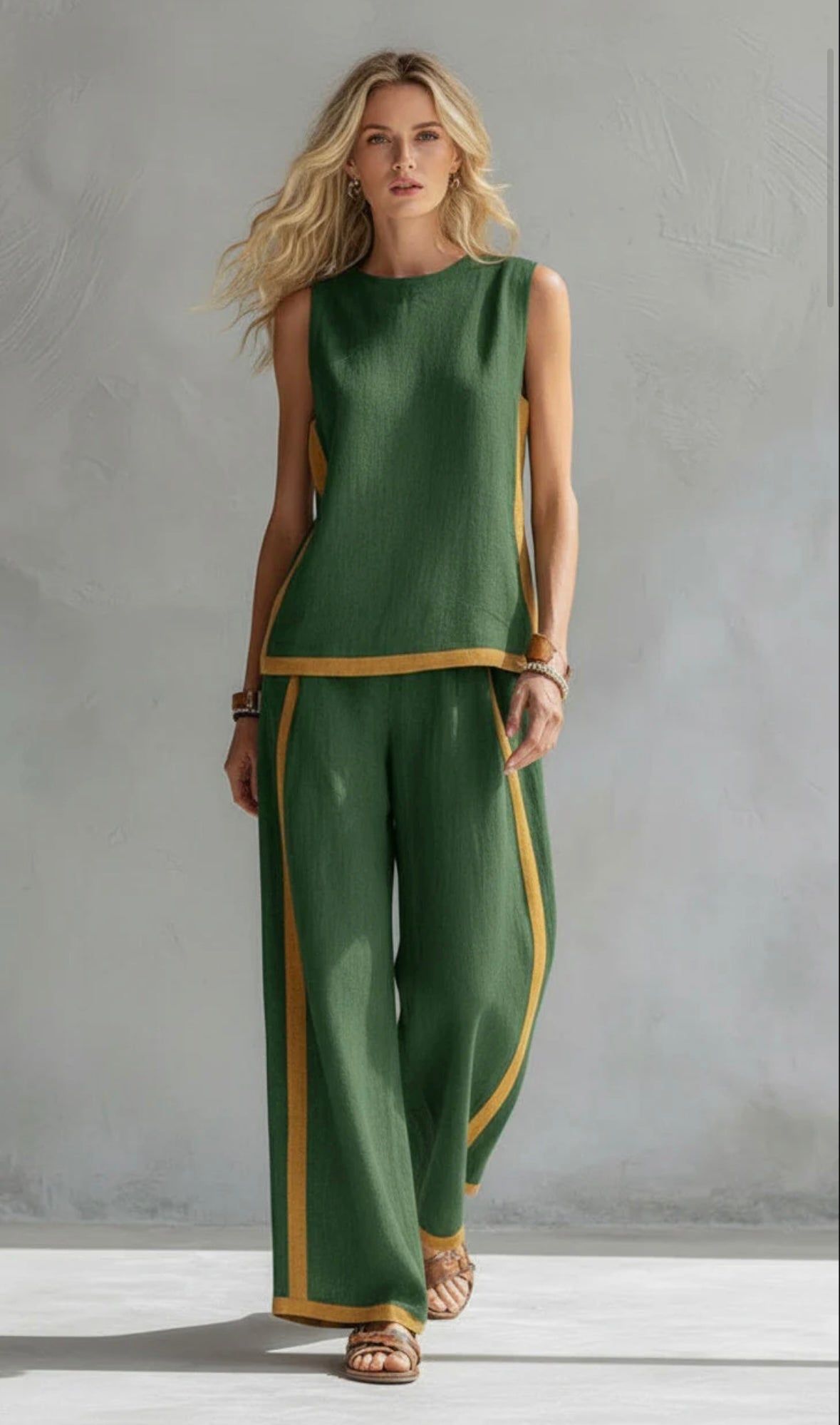 MARNIE | TOP AND TROUSER SET WITH CONTRAST PIPING